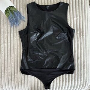 Express | Faux Leather High Neck bodysuit